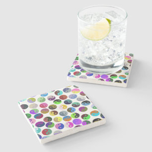 Farbenfrohe Ying Yang Pattern Steinuntersetzer