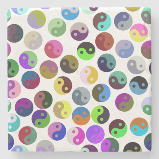 Farbenfrohe Ying Yang Pattern Steinuntersetzer (Vorderseite)