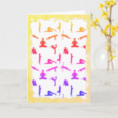 Farbenfrohe Yoga-Posen und verdrehte Papiertextur Karte (Gelbe Blume)
