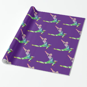 Farbenfrohe Yoga-Stretchposition Geschenkpapier