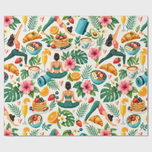 Farbenfrohe Yoga- und Brunch-Party Geschenkpapier