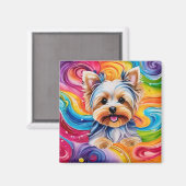 Farbenfrohe Yorkie Magnet zu Brighen (Vorderseite/Rückseite)