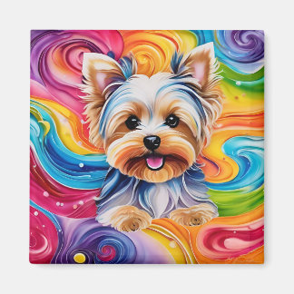 Farbenfrohe Yorkie Magnet zu Brighen