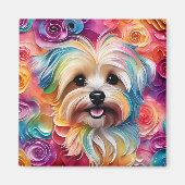 Farbenfrohe Yorkie Magnet zu Brighen (Vorne)