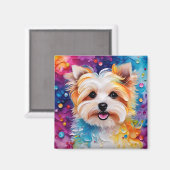 Farbenfrohe Yorkie Magnet zu Brighen (Vorderseite/Rückseite)