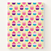 Farbenfrohe Yummy Cupcakes-Muster auf gelbem Noteb Notizblock (Rückseite)