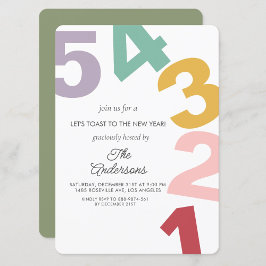 Farbenfrohe Zahl Neujahr je Party Einladung