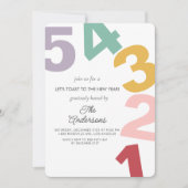 Farbenfrohe Zahl Neujahr je Party Einladung (Vorderseite)