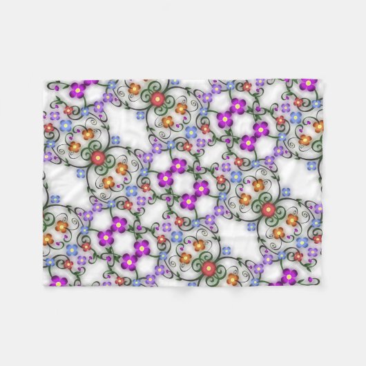 Farbenfrohe zarte Blume Fleecedecke (Vorderseite (Horizontal))