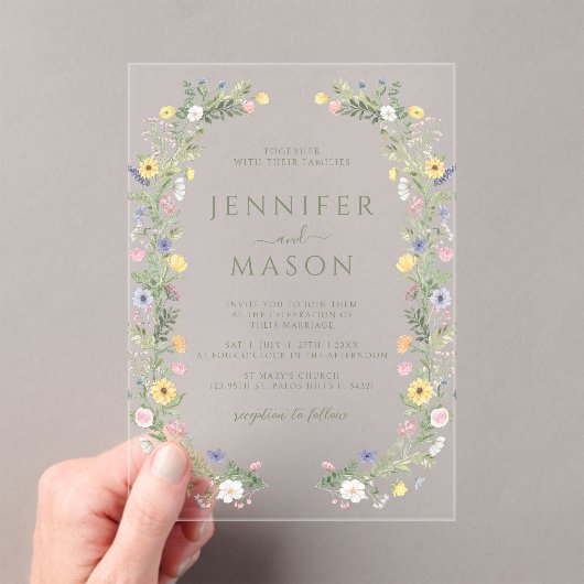 Farbenfrohe zarte Blumenzeremonie Acryleinladungen (Insitu (Handheld))