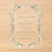 Farbenfrohe zarte Blumenzeremonie Acryleinladungen (Vorderseite)