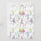 Farbenfrohe zarte Wildblumen Blumenkohl Brautparty Einladung (Rückseite)