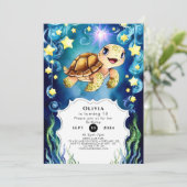 Farbenfrohe Zauberschildkröte zum Geburtstag Einladung (Stehend Vorderseite)