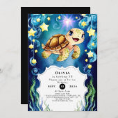 Farbenfrohe Zauberschildkröte zum Geburtstag Einladung (Vorne/Hinten)