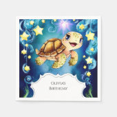 Farbenfrohe Zauberschildkröte zum Geburtstag Serviette (Vorderseite)