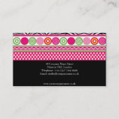 Farbenfrohe Zebra Herz-Design-Visitenkarte Visitenkarte (Rückseite)