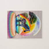 Farbenfrohe Zebra mit Regenbogenfarben, Zebra Puzzle (Horizontal)