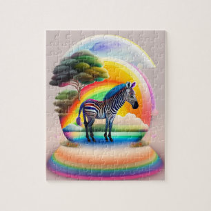 Farbenfrohe Zebra mit Regenbogenfarben, Zebra Puzzle