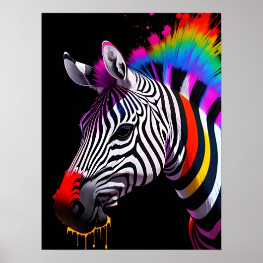 Farbenfrohe Zebra Poster (Vorne)