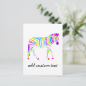 Farbenfrohe Zebra Postkarte (Stehend Vorderseite)