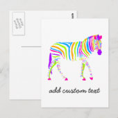 Farbenfrohe Zebra Postkarte (Vorne/Hinten)