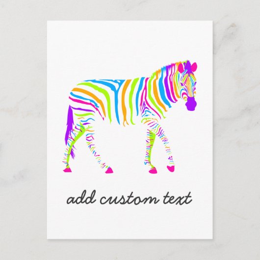 Farbenfrohe Zebra Postkarte (Vorderseite)