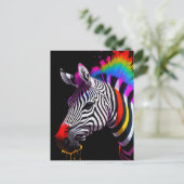 Farbenfrohe Zebra Postkarte (Stehend Vorderseite)