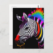 Farbenfrohe Zebra Postkarte (Vorne/Hinten)