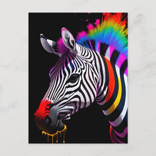 Farbenfrohe Zebra Postkarte (Vorderseite)