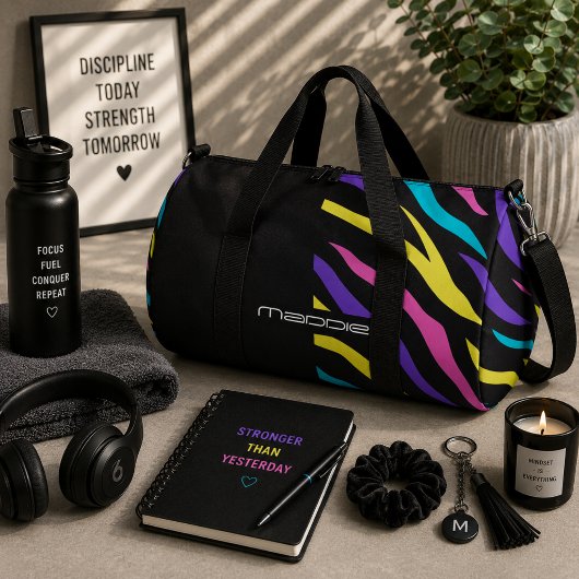 Farbenfrohe Zebra Streifen Muster Duffle Bag