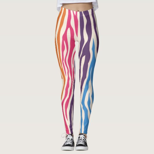 Farbenfrohe Zebra-Wildtiermuster Leggings (Vorderseite)