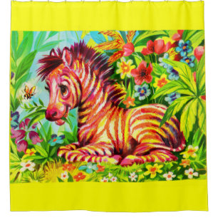 Farbenfrohe Zebradrucke der 60er Jahre Duschvorhang