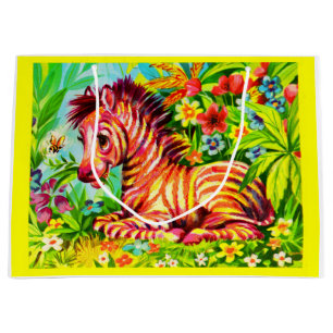 Farbenfrohe Zebradrucke der 60er Jahre Große Geschenktüte