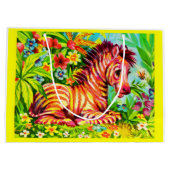 Farbenfrohe Zebradrucke der 60er Jahre Große Geschenktüte (Rückseite)