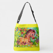 Farbenfrohe Zebradrucke der 60er Jahre Tragetaschen Mit Langen Trägern (Rückseite)