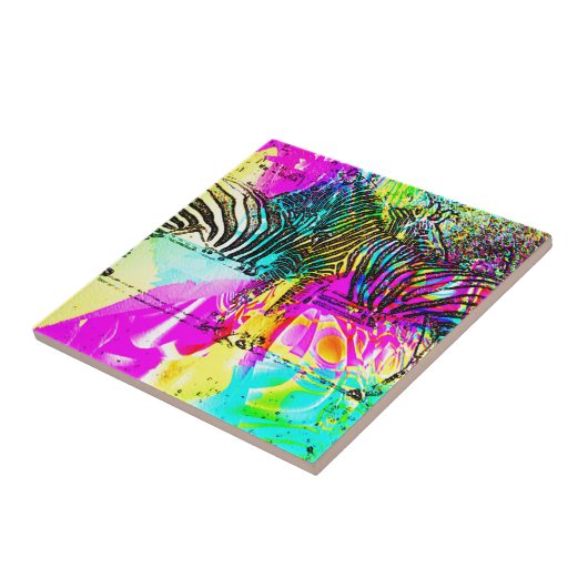 Farbenfrohe Zebras Fliese (Seite)