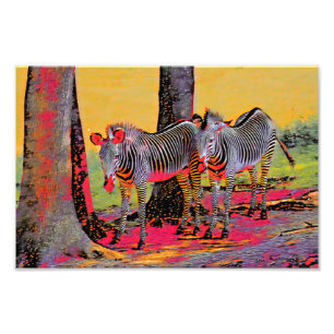 Farbenfrohe Zebras Fotodruck