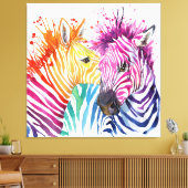 Farbenfrohe Zebras Grosse Aquarelle Art Canvas Dru Leinwanddruck (Insitu (Wohnzimmer))