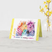 Farbenfrohe Zebras Grußkarte Karte (Gelbe Blume)