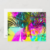 Farbenfrohe Zebras Postkarte (Vorne/Hinten)