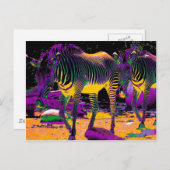 Farbenfrohe Zebras Postkarte (Vorne/Hinten)