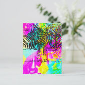 Farbenfrohe Zebras Postkarte (Stehend Vorderseite)
