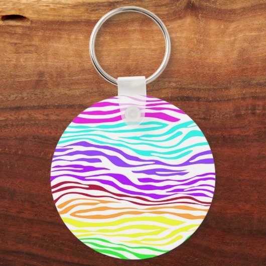 Farbenfrohe Zebrastreifen Schlüsselanhänger (Vorderseite)