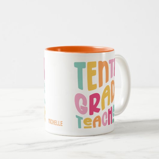 Farbenfrohe Zehnte Lehrerin Zweifarbige Tasse (VorderseiteRechts)