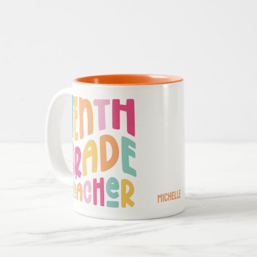 Farbenfrohe Zehnte Lehrerin Zweifarbige Tasse (Vorderseite Links)