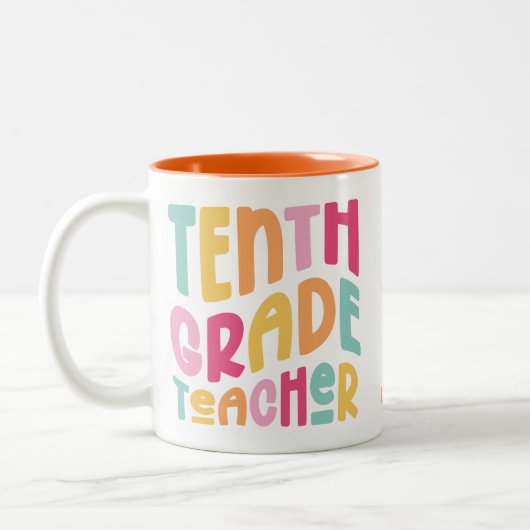 Farbenfrohe Zehnte Lehrerin Zweifarbige Tasse (Links)