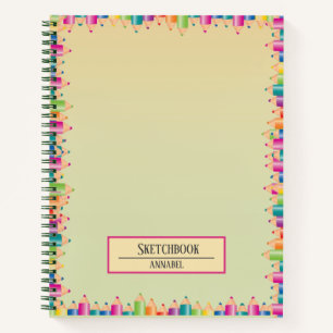 Farbenfrohe Zeichnend Stifte Notebook Notizblock
