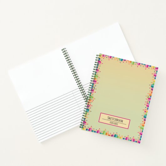 Farbenfrohe Zeichnend Stifte Notebook Notizblock (Innenseite)