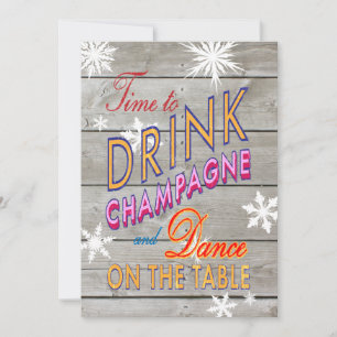 Farbenfrohe Zeit, Champagner auf Holz einladen Einladung