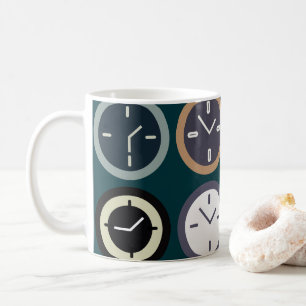 Farbenfrohe Zeit Uhr Muster Uhrmacher Horologe Kaffeetasse
